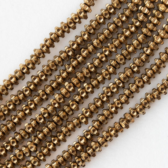 4mm Metal Gear Spacer Beads - Brass - 50 Beads