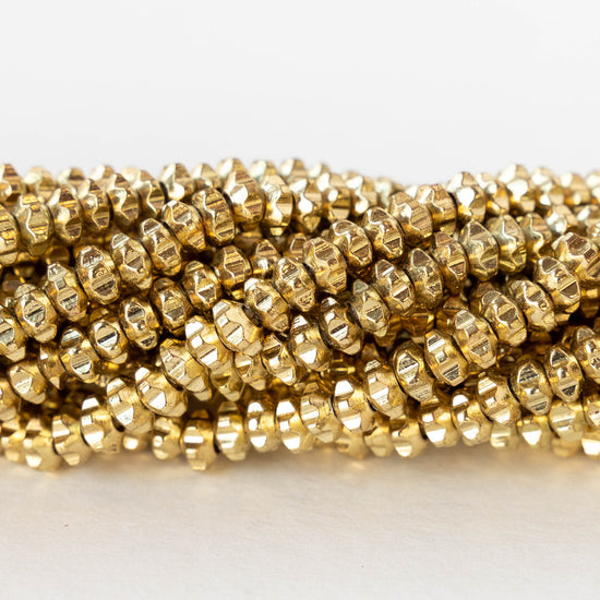 4mm Metal Gear Spacer Beads - Gold - 50 Beads