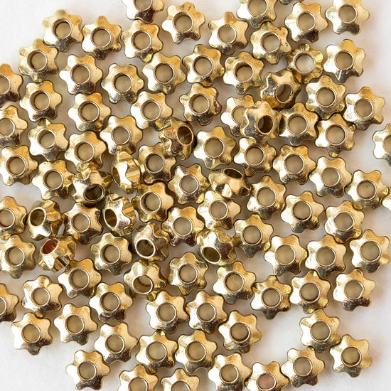 4mm Metal Gear Spacer Beads - Gold - 50 Beads