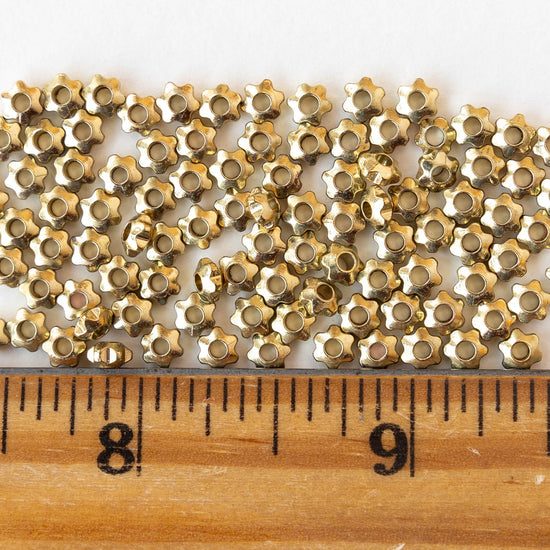 4mm Metal Gear Spacer Beads - Gold - 50 Beads