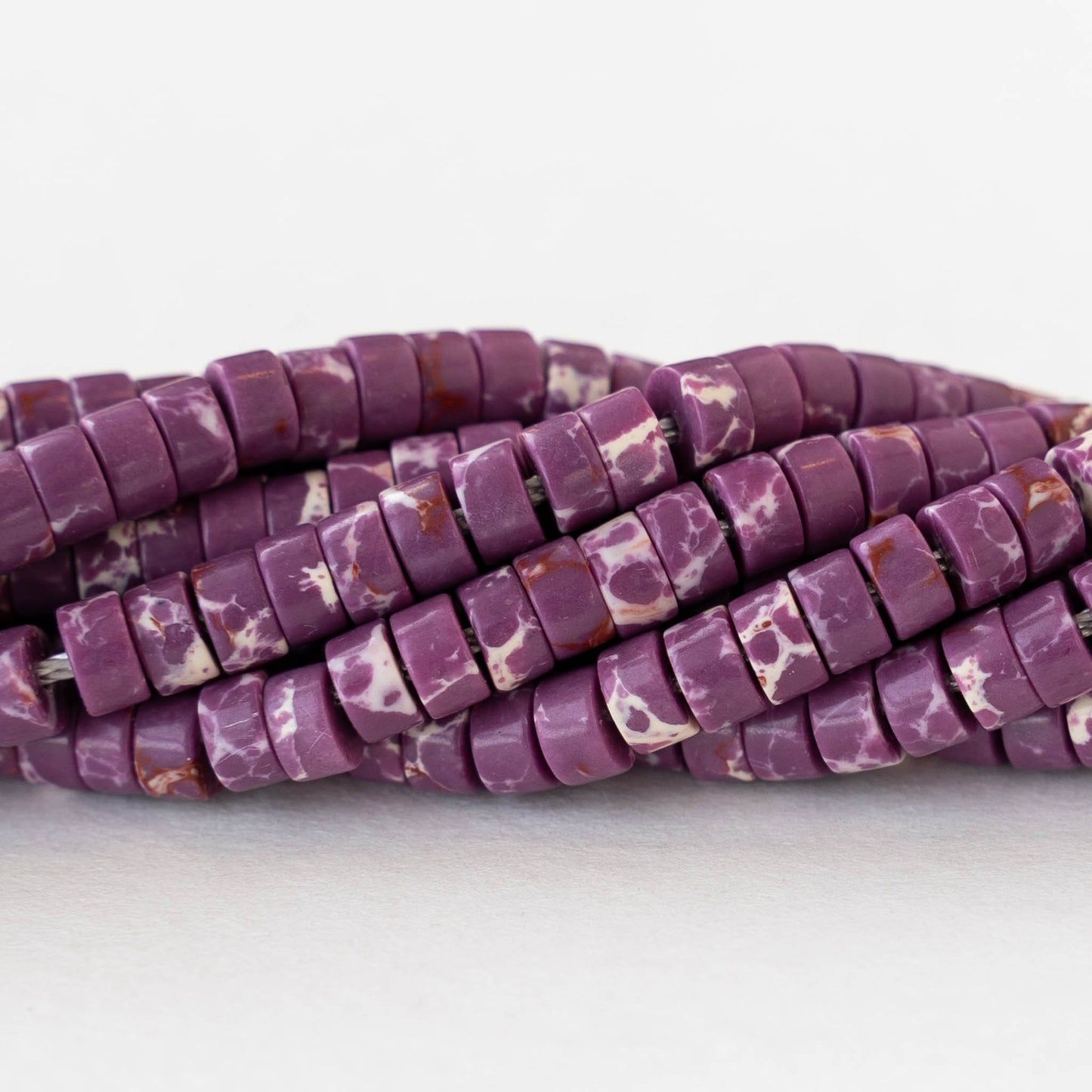 2x4mm Synthetic Impression Jasper Heishi Beads - Purple - Whole or Half Strand
