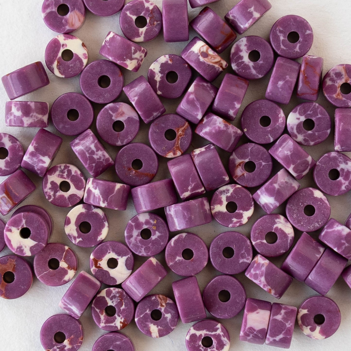 2x4mm Synthetic Impression Jasper Heishi Beads - Purple - Whole or Half Strand
