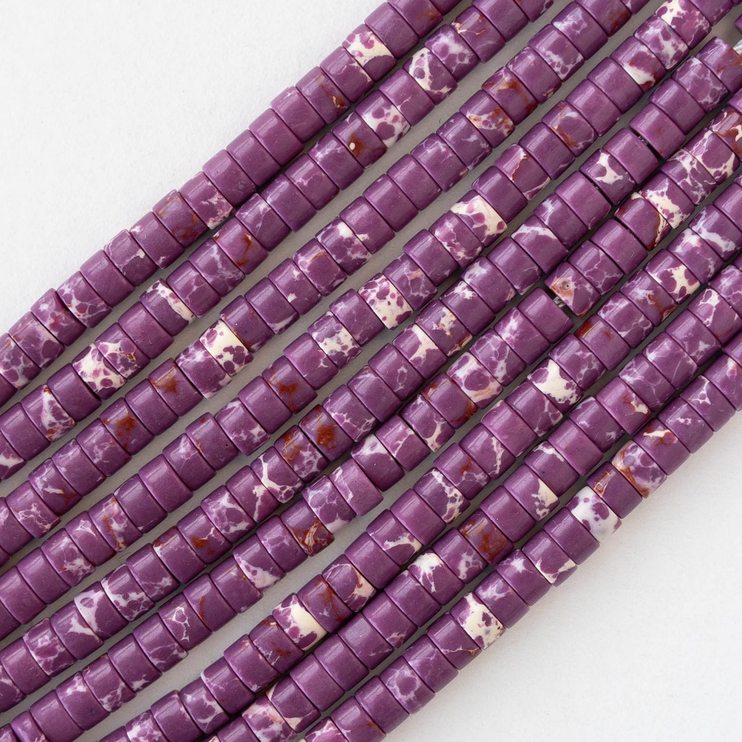2x4mm Synthetic Impression Jasper Heishi Beads - Purple - Whole or Half Strand