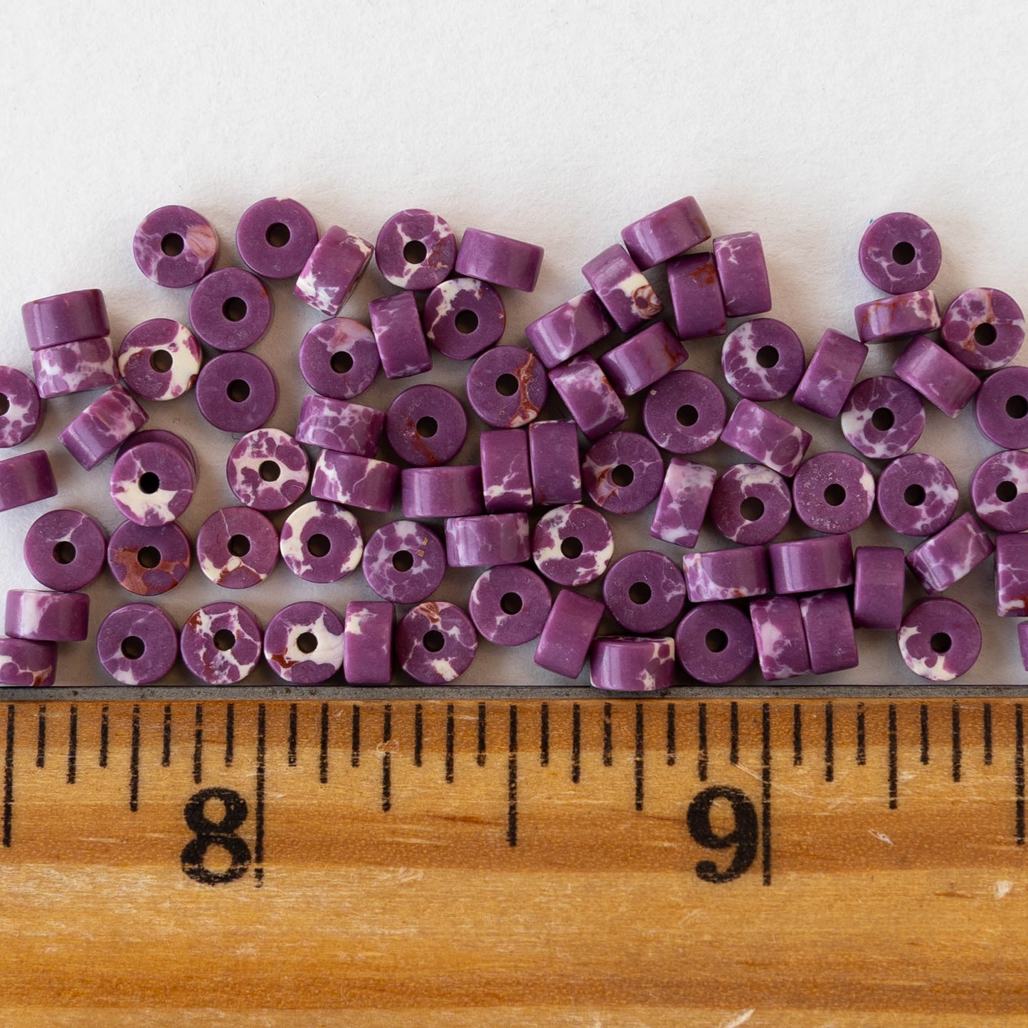 2x4mm Synthetic Impression Jasper Heishi Beads - Purple - Whole or Half Strand