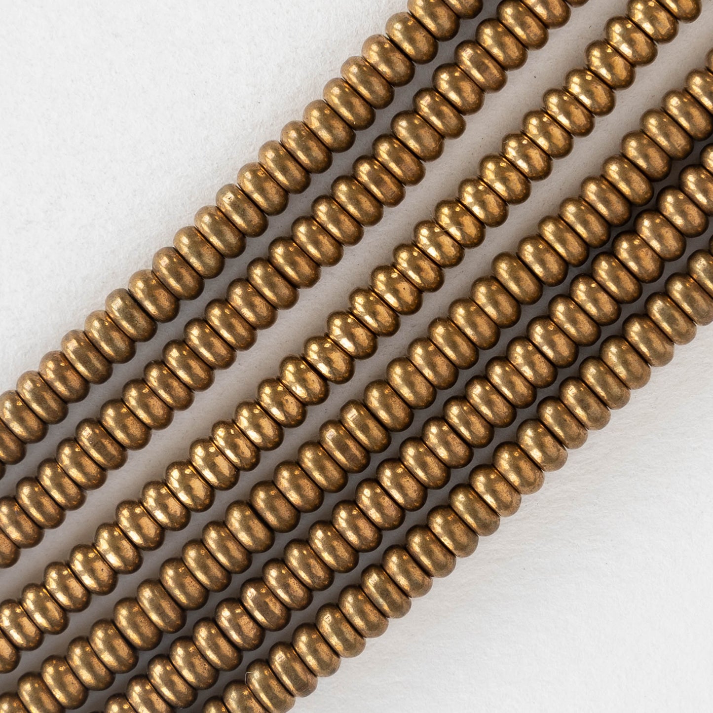 2x4mm Antique Gold Plated Brass Rondelle Beads - 50