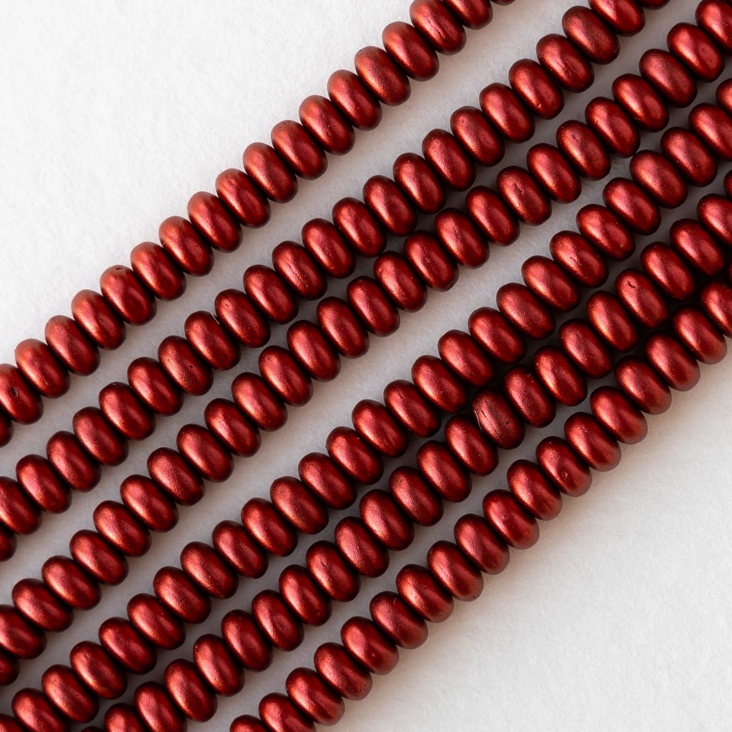 4mm Glass Rondelle Beads - Matte Metallic Lava - 100 Beads