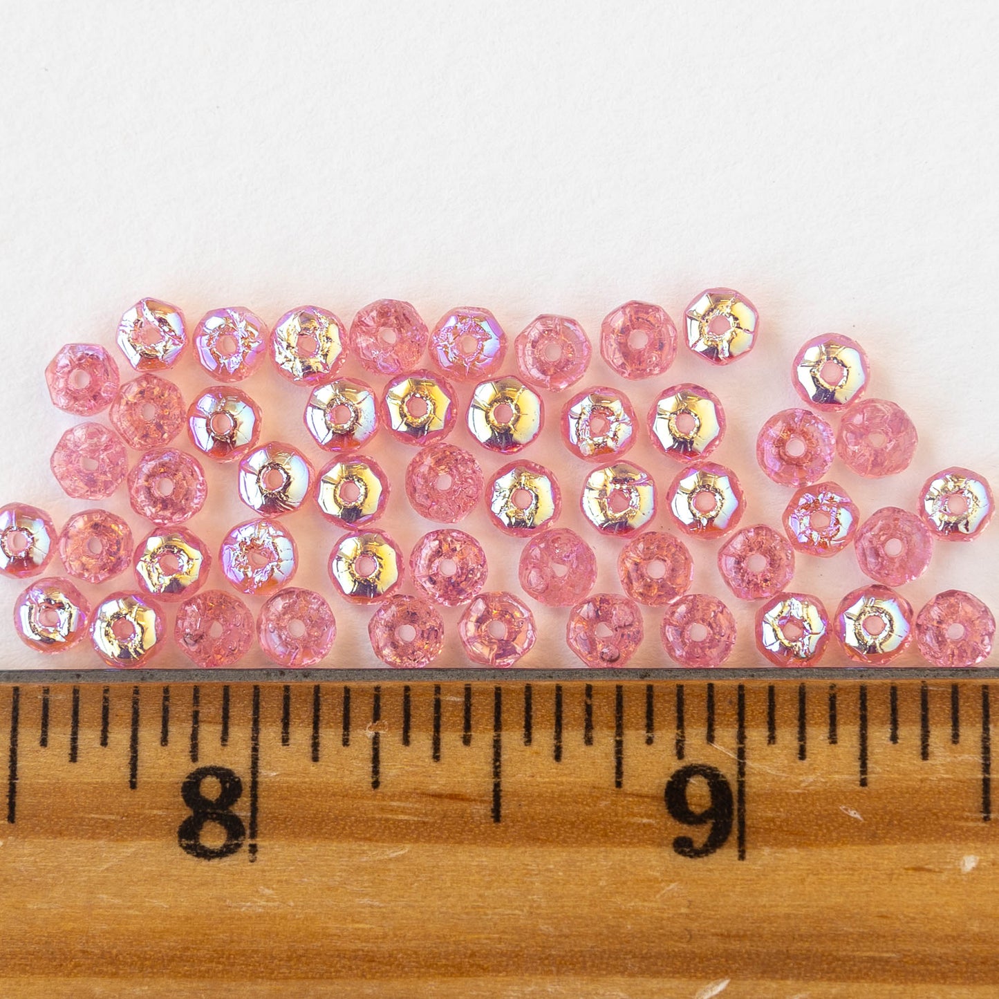 4mm Faceted Rondelle Beads - Light Pink AB - 50 beads