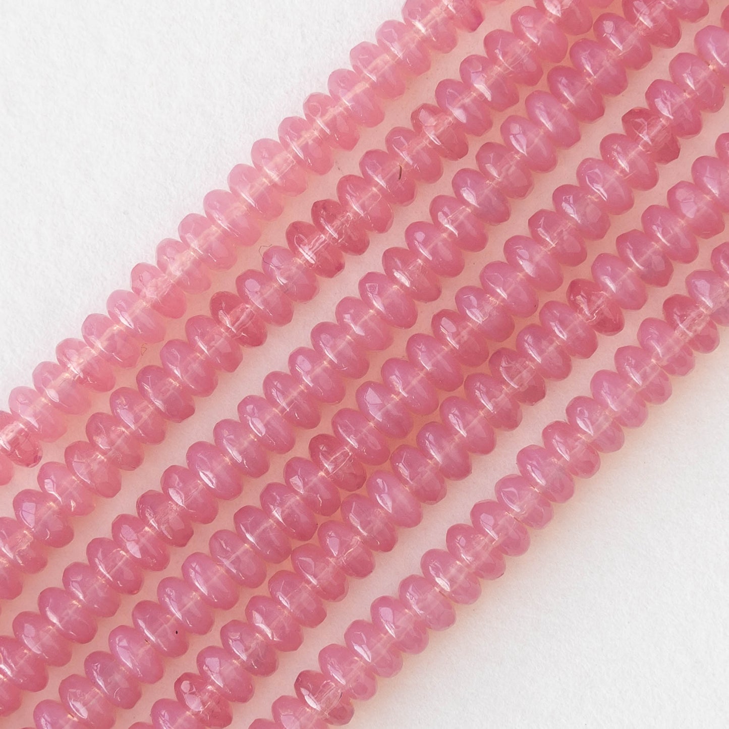 4mm Glass Rondelle Beads - Opaline Pink - 50 Beads