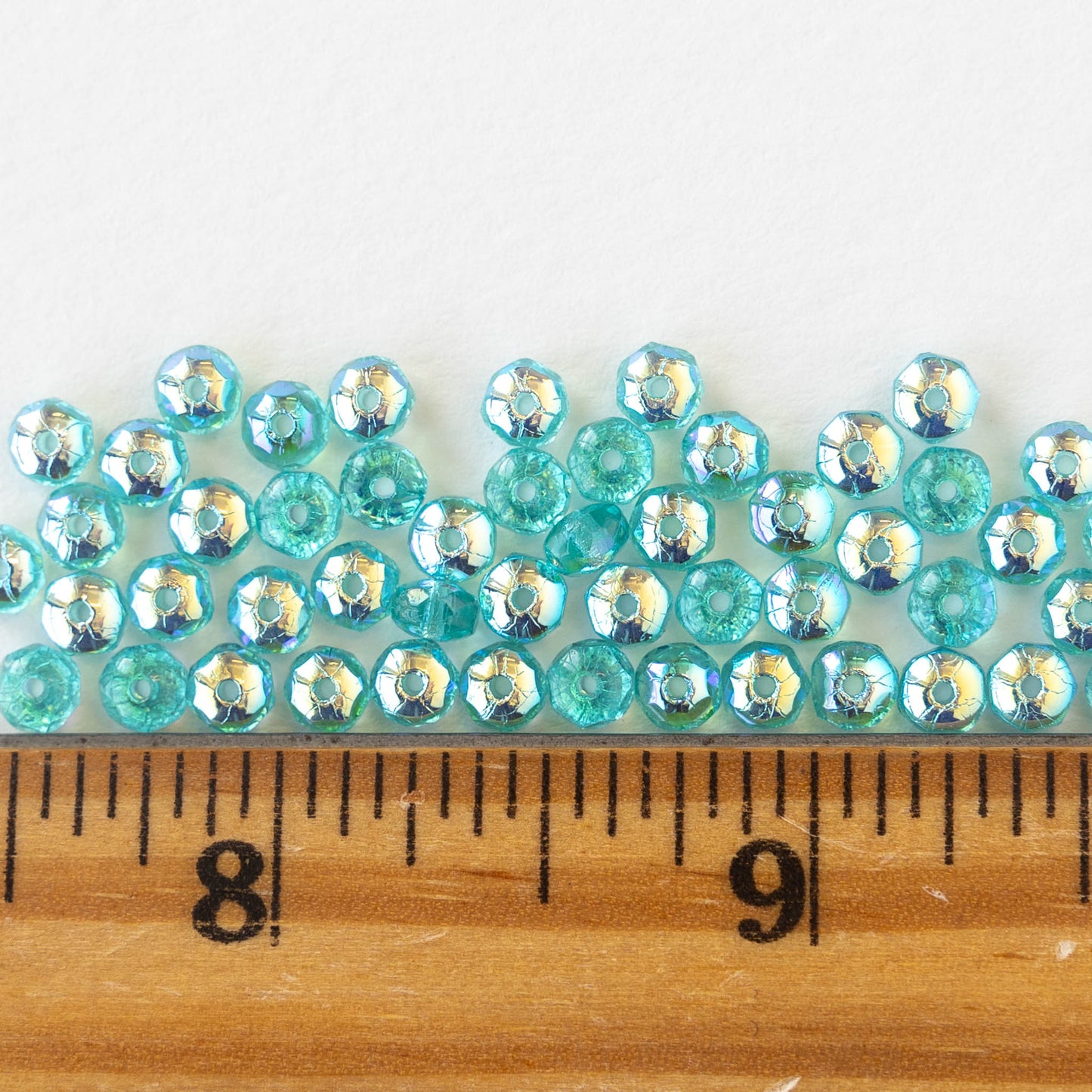 4mm Faceted Rondelle Beads - Seafoam AB - 50 beads
