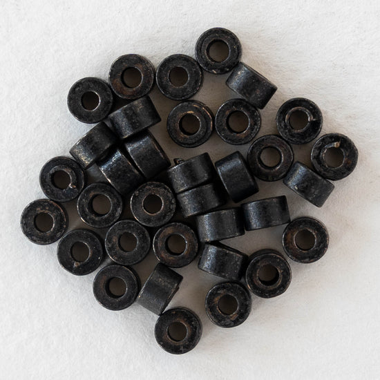 4mm Black Brass Tube Beads - 20