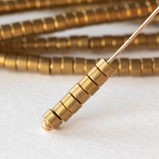 Short Brass Tube Beads - 3.7mm - 50