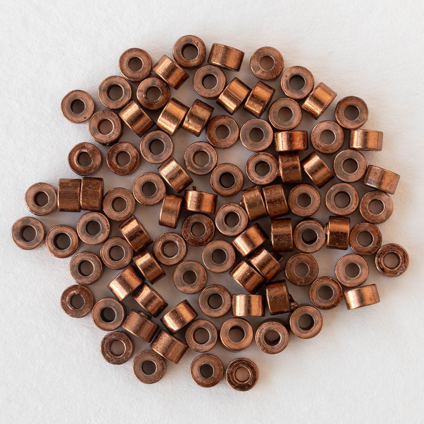4mm Copper Plated Brass Tube Beads - 50