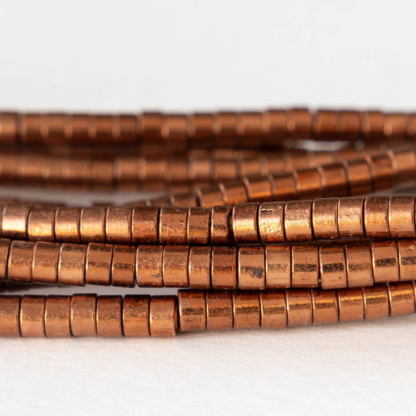 Short Copper Plated Brass Tube Beads - 3.7mm - 50