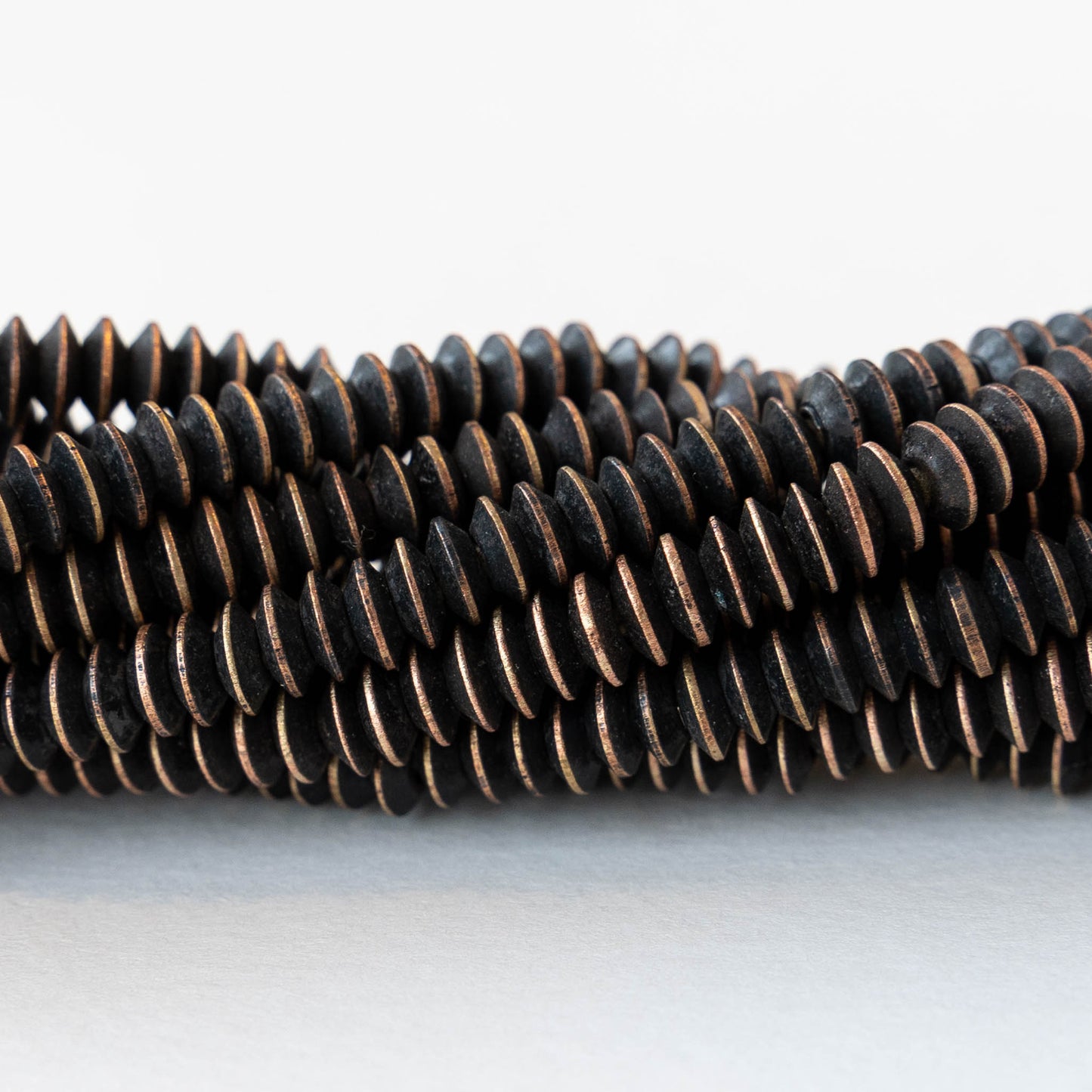 5mm Brass Flying Saucer Disk Beads - Black - 50 Beads