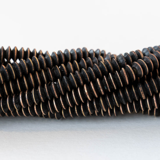 5mm Brass Flying Saucer Disk Beads - Black - 50 Beads