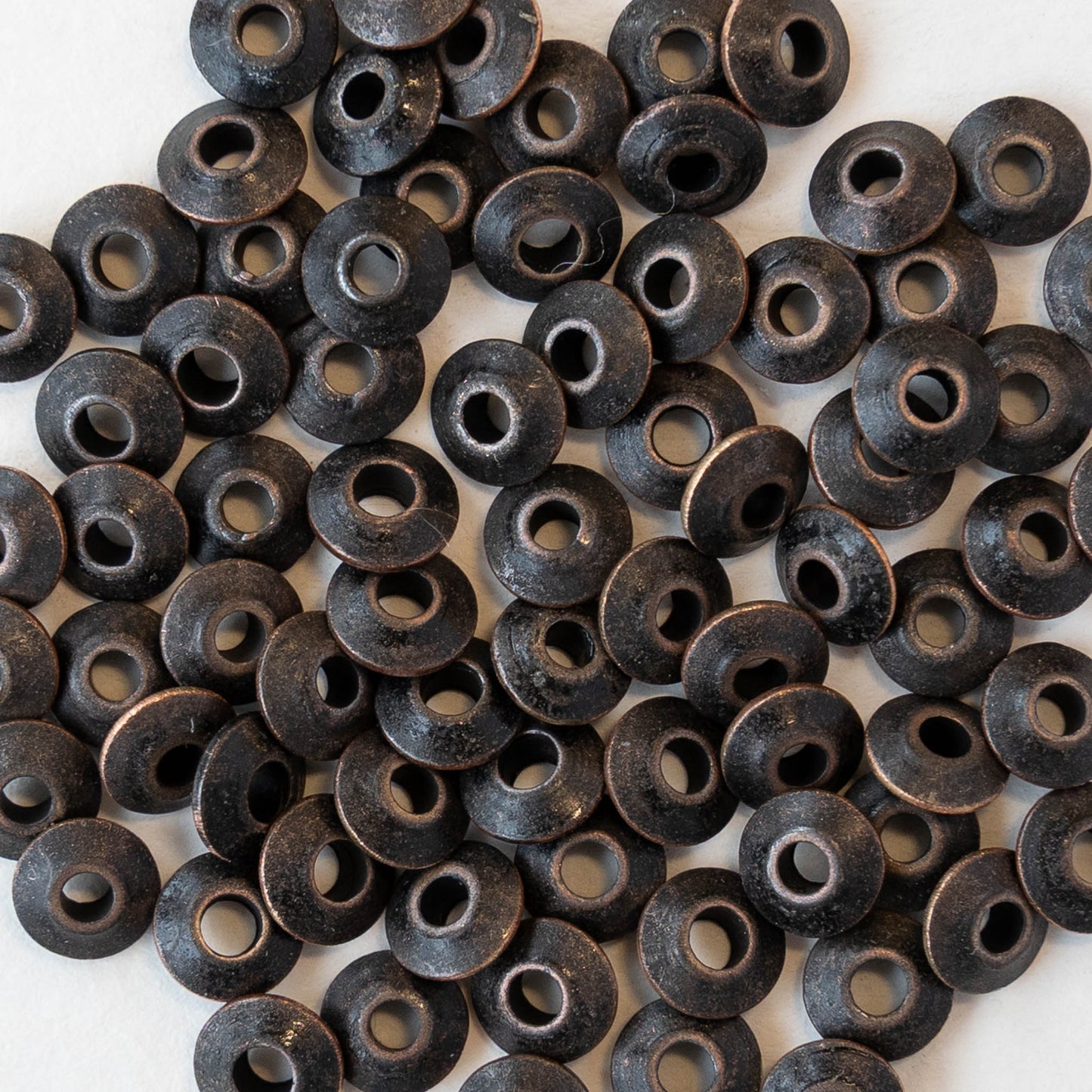 5mm Brass Flying Saucer Disk Beads - Black - 50 Beads
