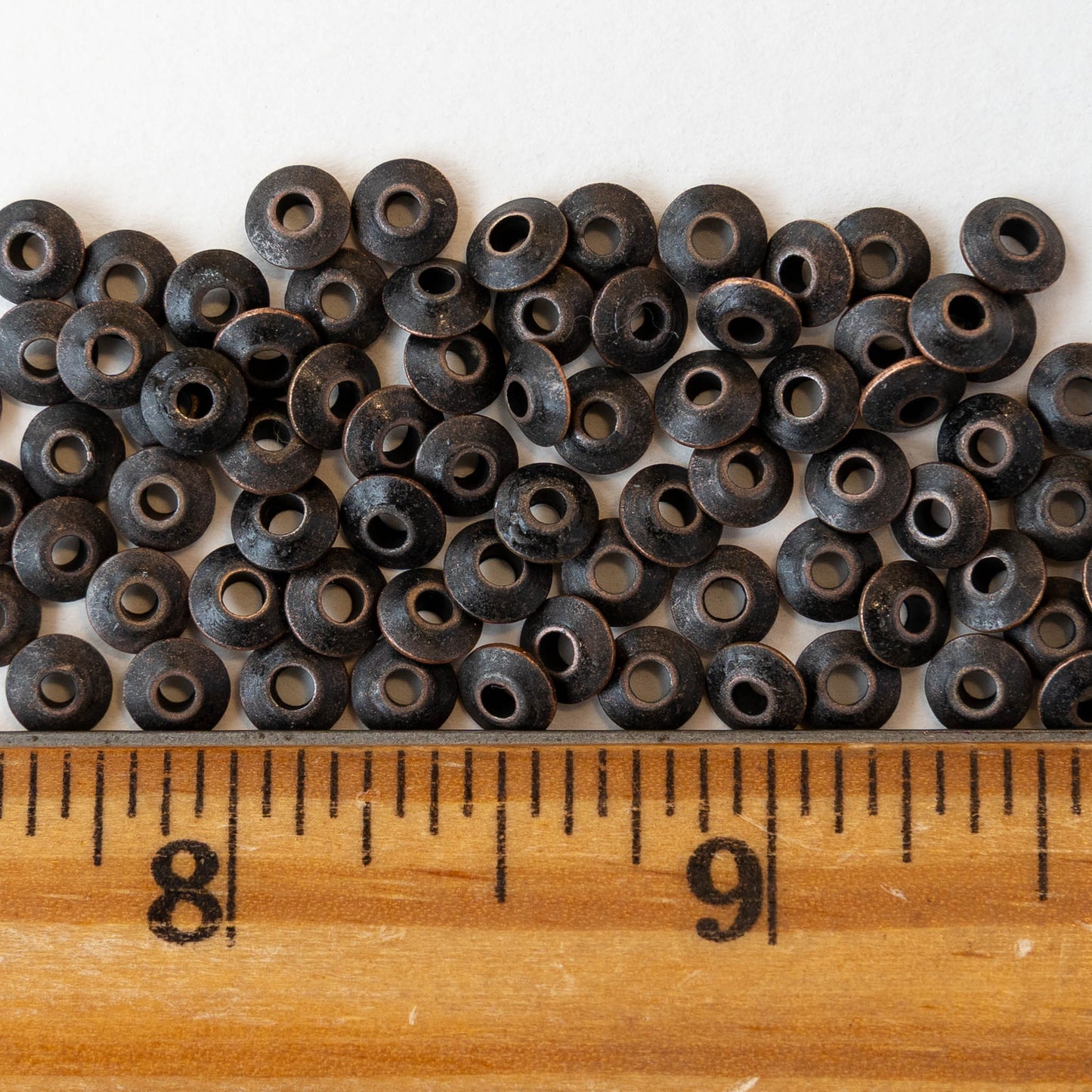 5mm Brass Flying Saucer Disk Beads - Black - 50 Beads