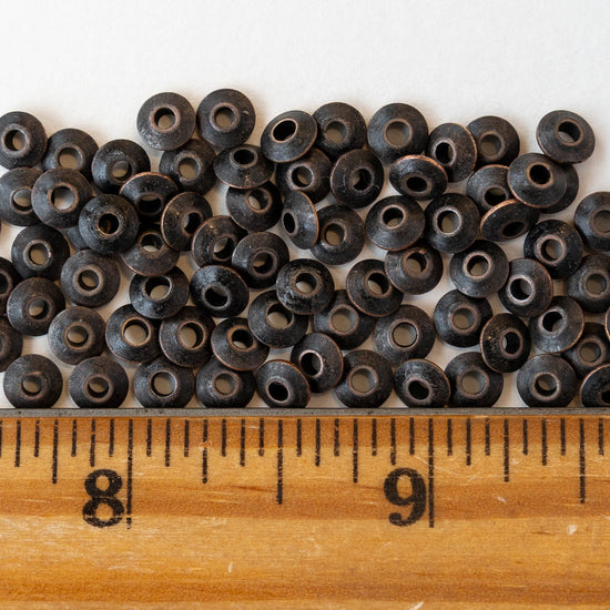 5mm Brass Flying Saucer Disk Beads - Black - 50 Beads