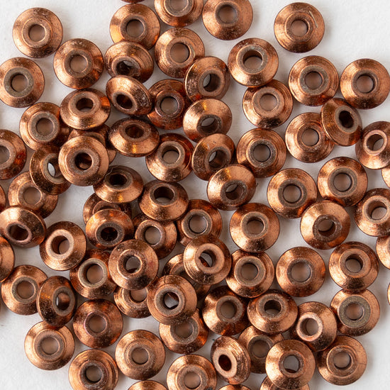 2x6mm Antique Copper Saucer Disk Beads - 50 Beads