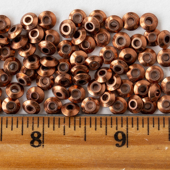 2x6mm Antique Copper Saucer Disk Beads - 50 Beads