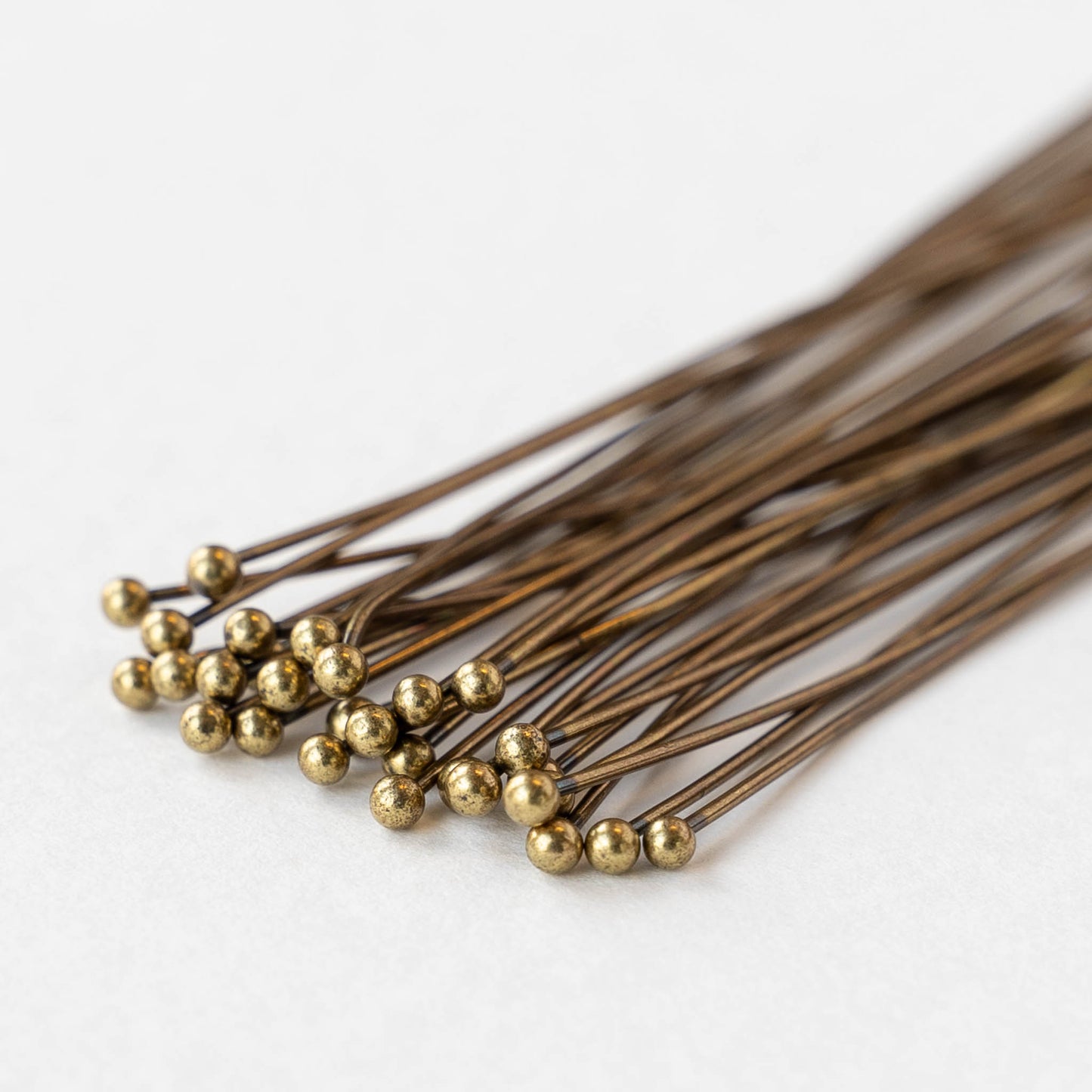 Ball Tip Headpins - 3 inches Long - Antiqued Brass - 20