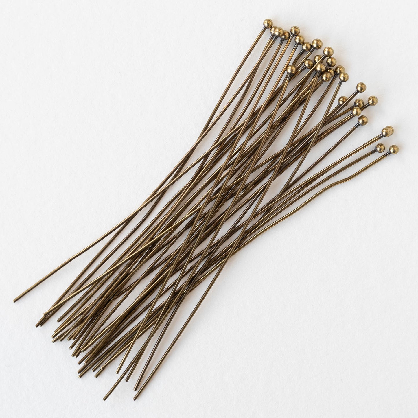 Ball Tip Headpins - 3 inches Long - Antiqued Brass - 20