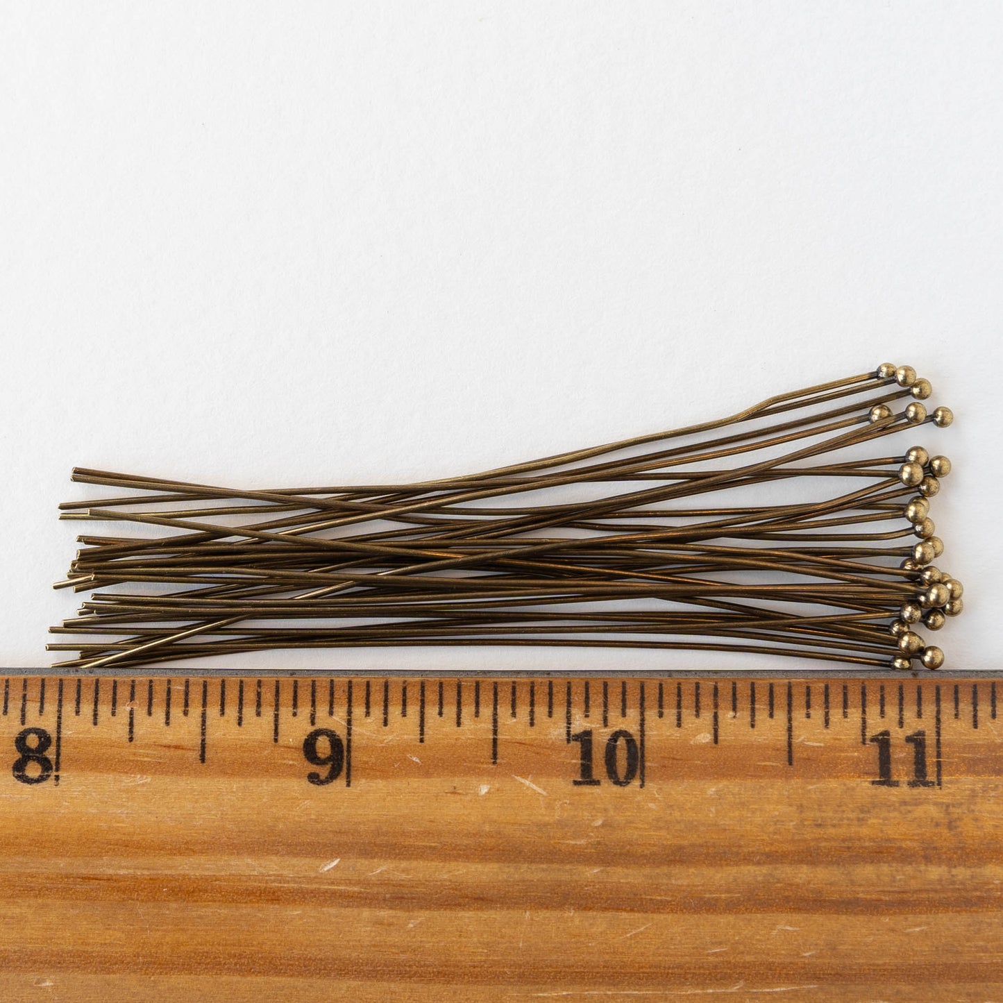 Ball Tip Headpins - 3 inches Long - Antiqued Brass - 20