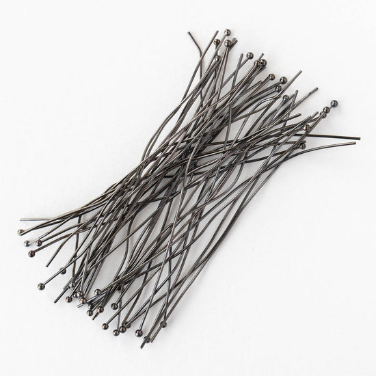 3-inch 21g Ball Headpins - Gunmetal - 10, 30, or 60 headpins
