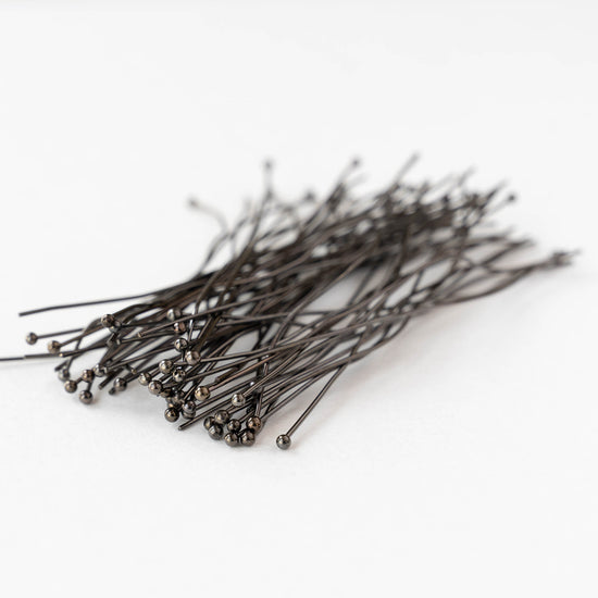 3-inch 21g Ball Headpins - Gunmetal - 10, 30, or 60 headpins