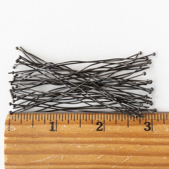 3-inch 21g Ball Headpins - Gunmetal - 10, 30, or 60 headpins