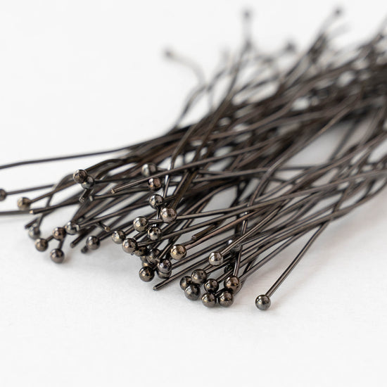 3-inch 21g Ball Headpins - Gunmetal - 10, 30, or 60 headpins