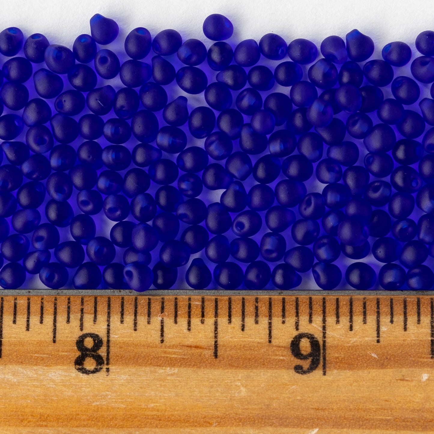 3.4mm Glass Magatama Teardrop Beads - Matte Cobalt Blue - 20 grams