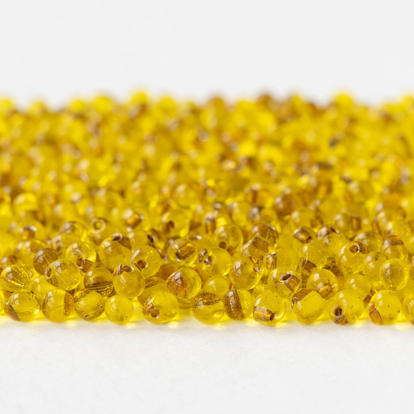 3.4mm Glass Magatama Teardrop Beads - Gold Lined Yellow - 10 or 20 grams