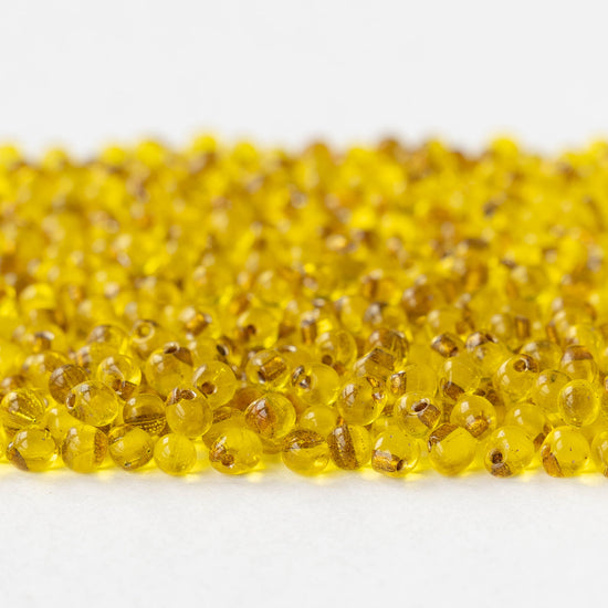 3.4mm Glass Magatama Teardrop Beads - Gold Lined Yellow - 10 or 20 grams