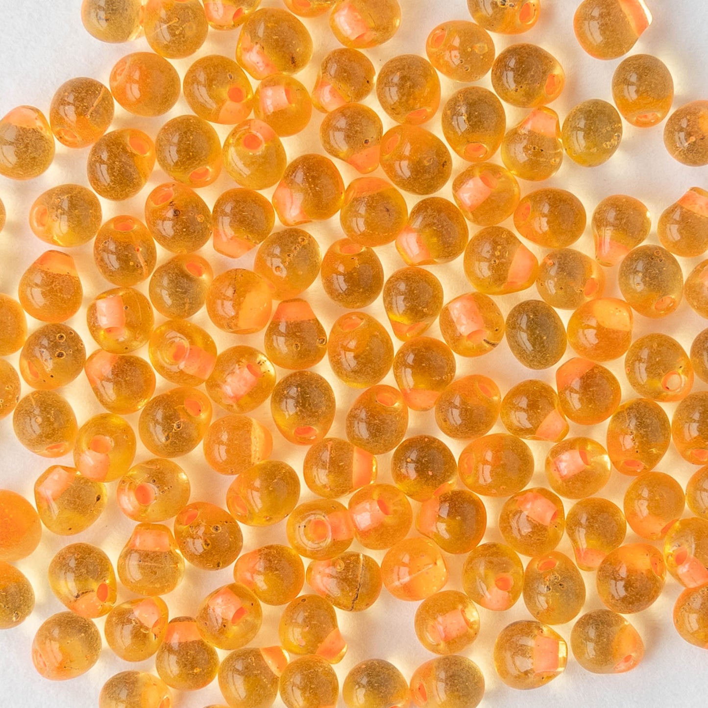 3.4mm Glass Magatama Teardrop Beads - Light Orange - 20 grams