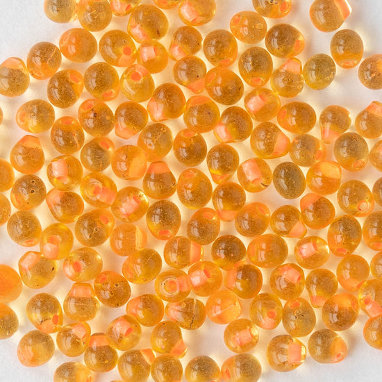 3.4mm Glass Magatama Teardrop Beads - Light Orange - 20 grams