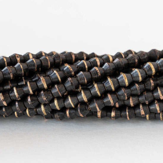 3.5mm Brass Bicone Beads - Black - 6 inch strand ~42 beads