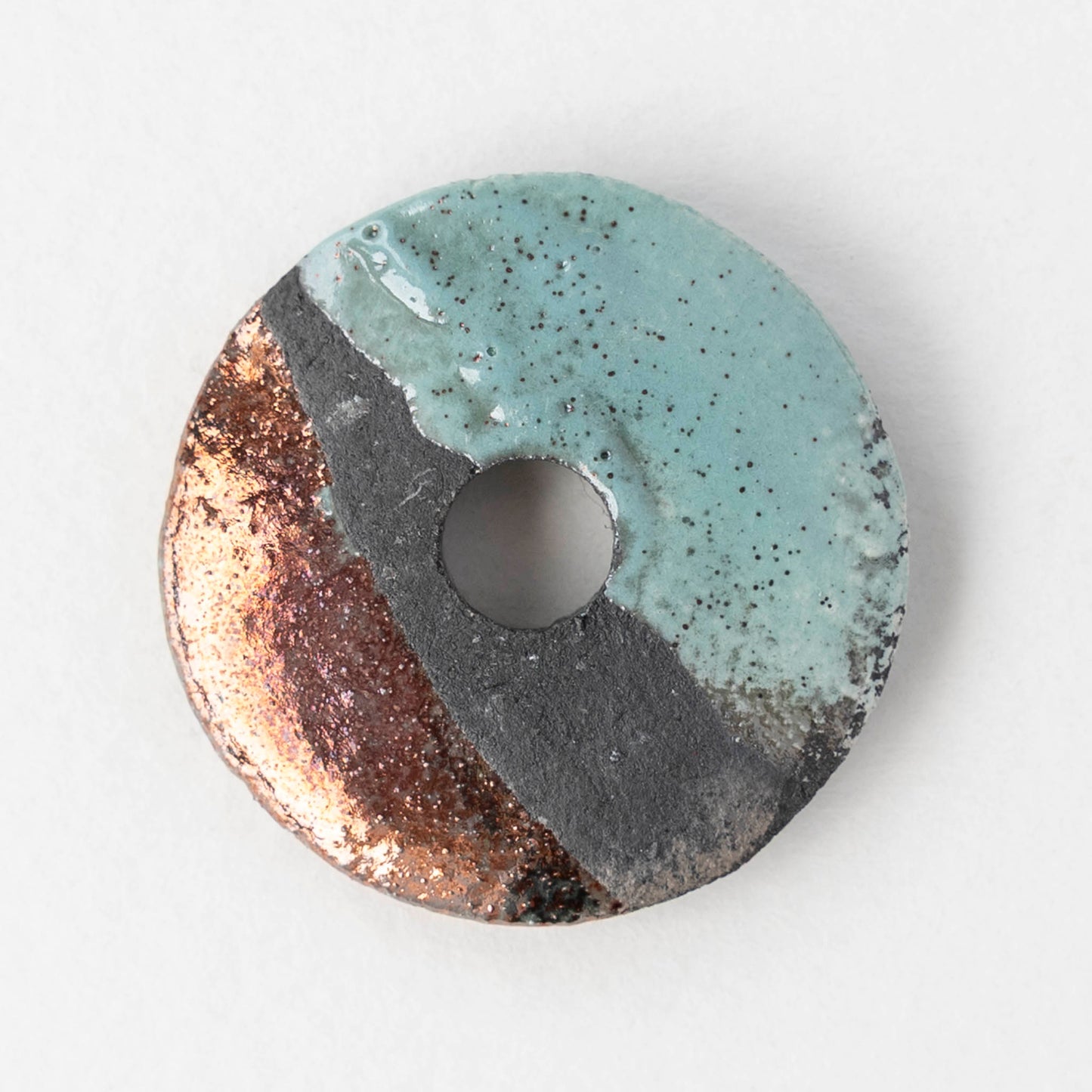 30mm Ceramic Raku Disk Beads - Blue - 1, 2, or 4 beads