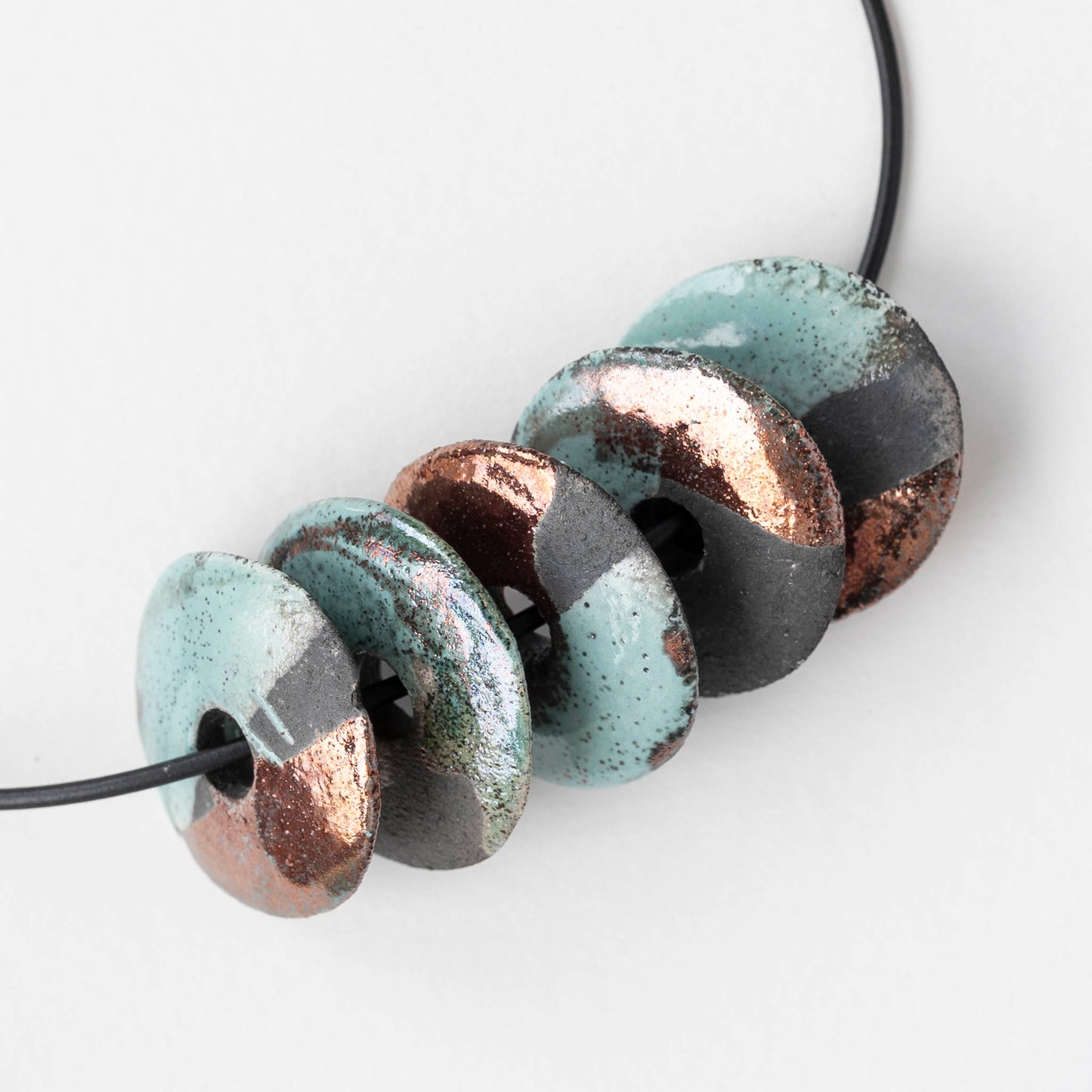 30mm Ceramic Raku Disk Beads - Blue - 1, 2, or 4 beads