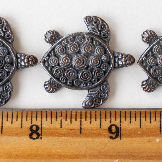 30mm Mykonos Metal Sea Turtle Pendant - Bronze - Choose Amount