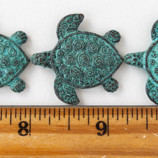 30mm Mykonos Metal Sea Turtle Pendant - Copper Patina 1 turtle