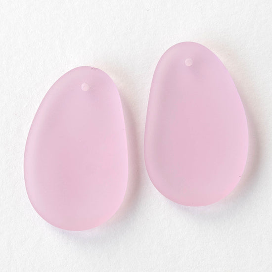 20x32mm Frosted Glass Pendants - Pink - 2,4 or 10