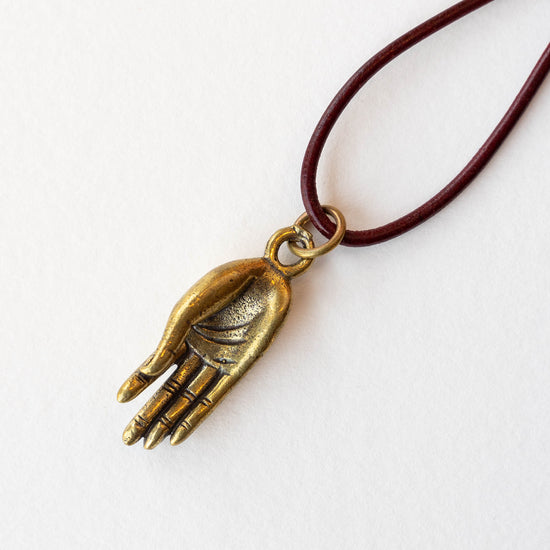 33mm Mudra Hand Amulet - Brass - 1 piece