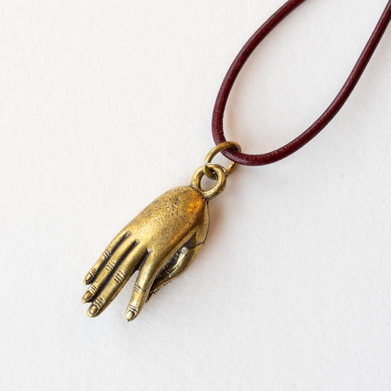 33mm Mudra Hand Amulet - Brass - 1 piece