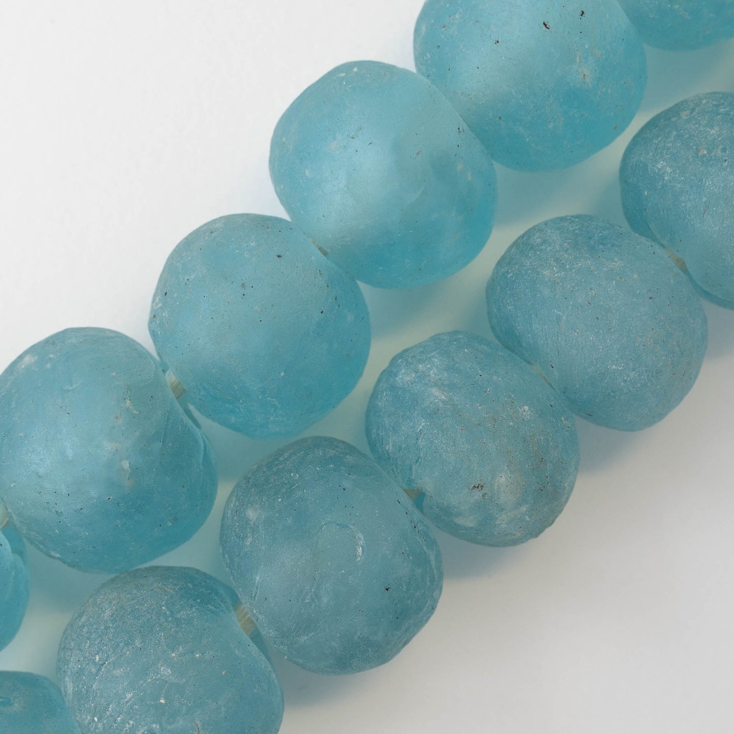 Round Ghana Glass Beads - 33mm - Light Blue - 4 beads