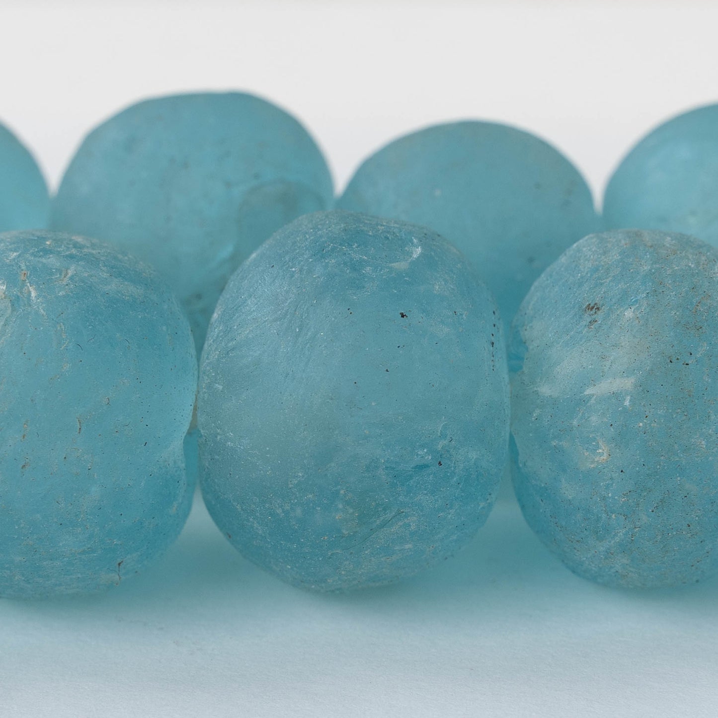 Round Ghana Glass Beads - 33mm - Light Blue - 4 beads