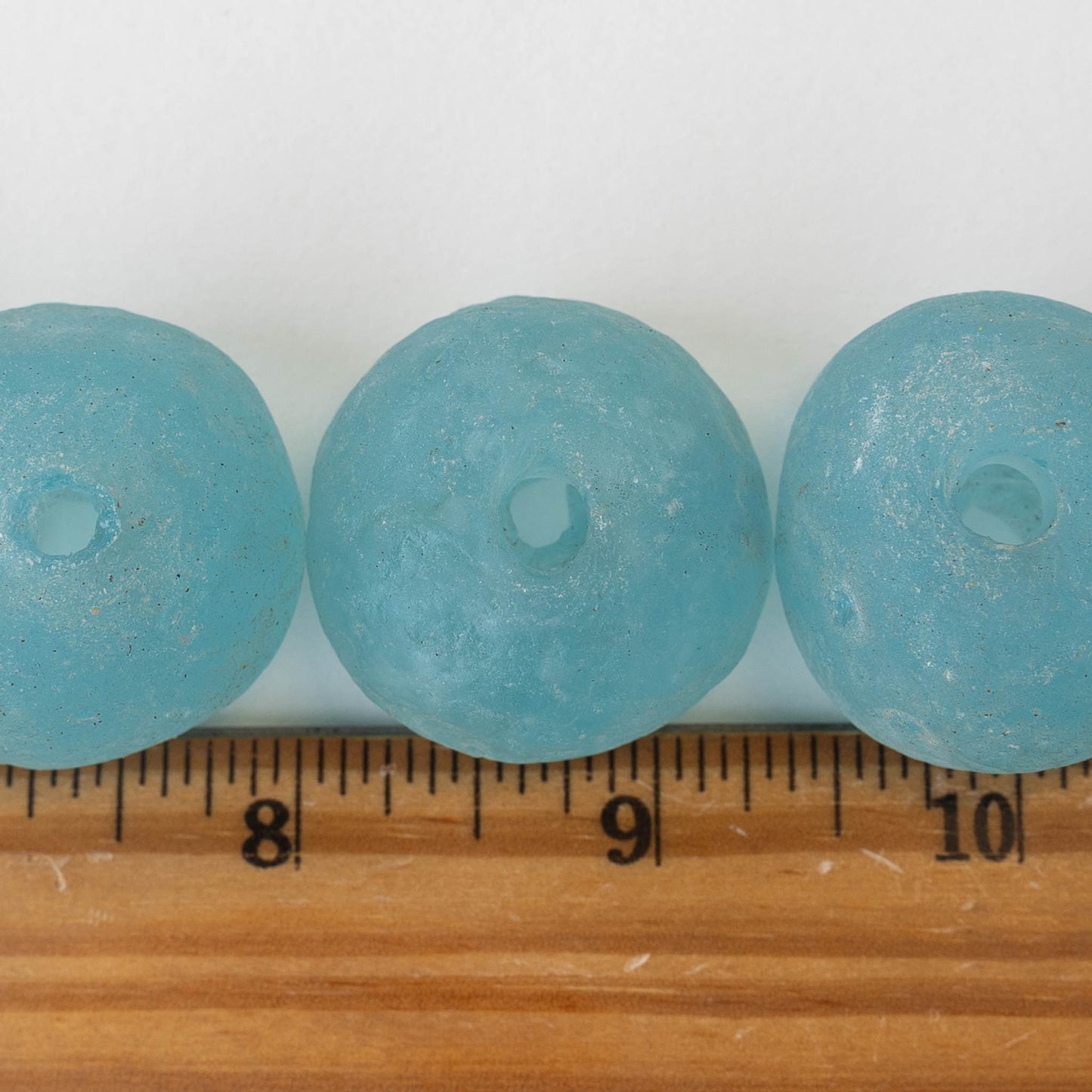 Round Ghana Glass Beads - 33mm - Light Blue - 4 beads