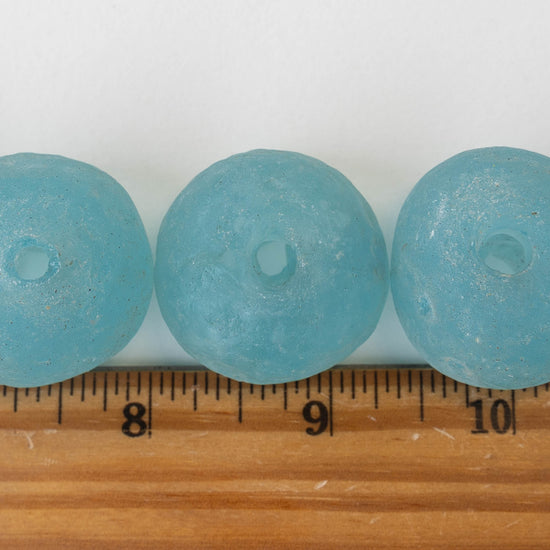 Round Ghana Glass Beads - 33mm - Light Blue - 4 beads