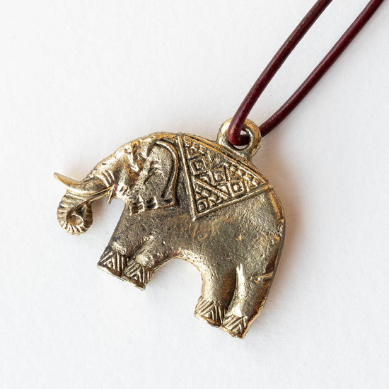 29mm or 41mm Metal Elephant Pendant - Brass - 1 piece