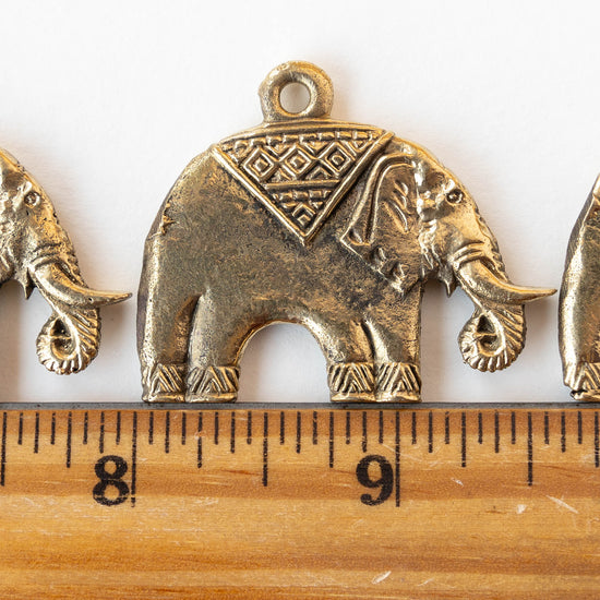 29mm or 41mm Metal Elephant Pendant - Brass - 1 piece